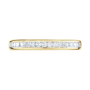 Goldsmiths 9ct Yellow Gold 0.40cttw Princess Cut Channel Set Diamond Half Eternity Ring