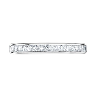 Goldsmiths 18ct White Gold 0.50cttw Princess Cut Channel Set Diamond Half Eternity Ring
