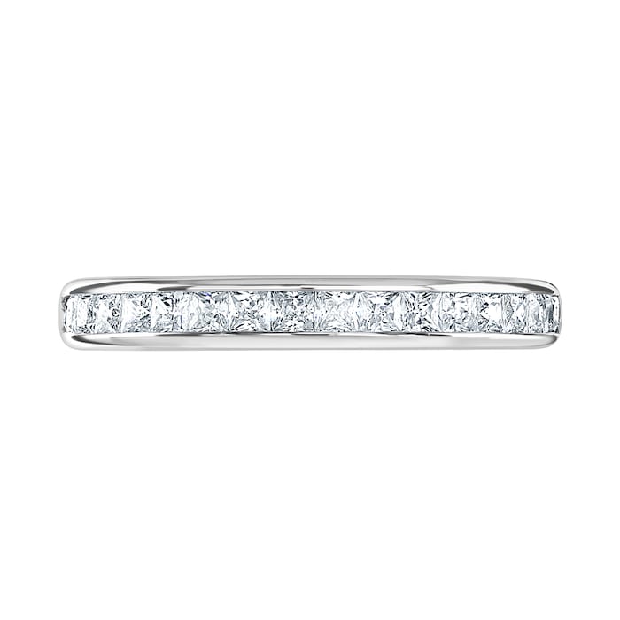 Goldsmiths 9ct White Gold 0.50cttw Princess Cut Channel Set Diamond Half Eternity Ring