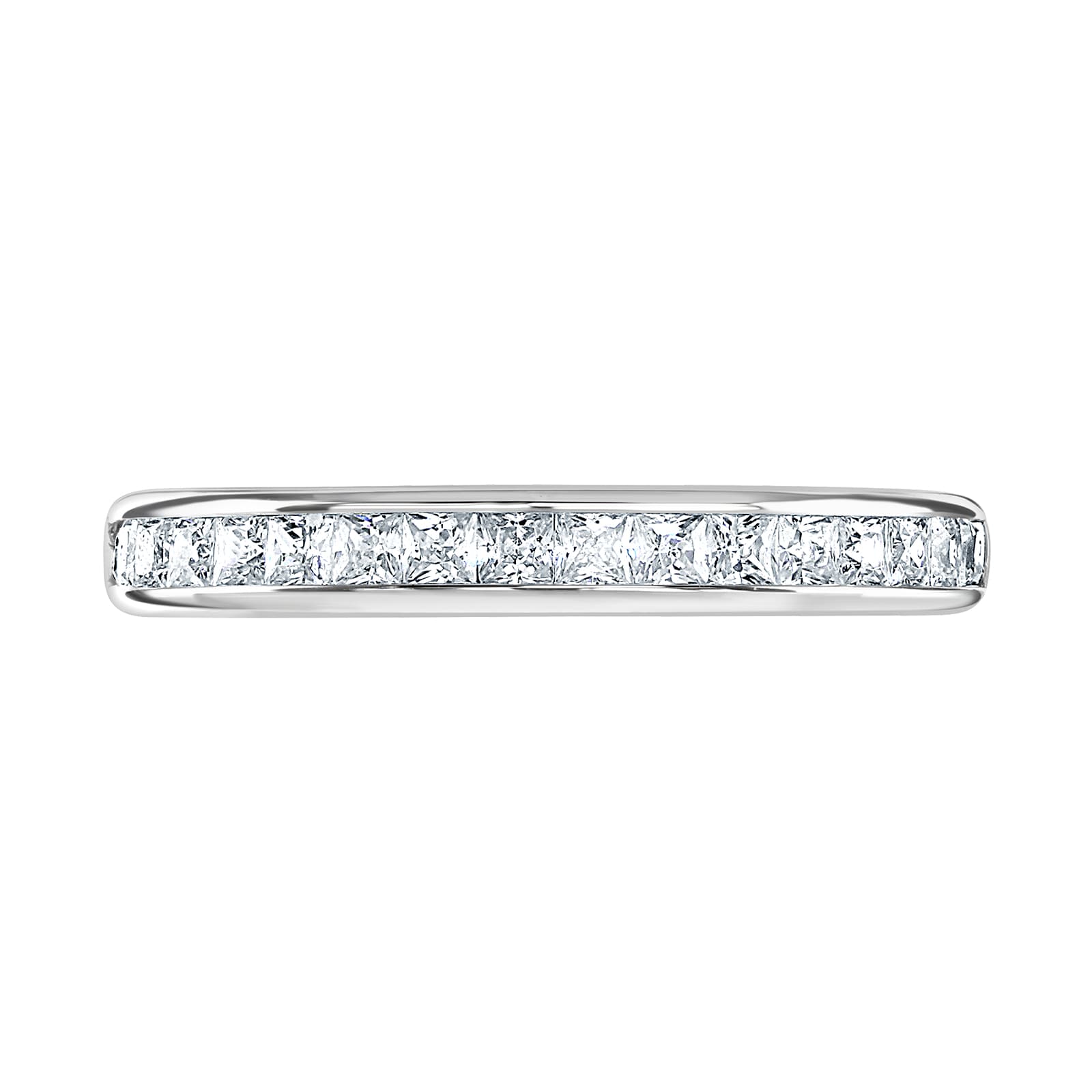 Goldsmiths 9ct White Gold 0.50cttw Princess Cut Channel Set Diamond Half Eternity Ring