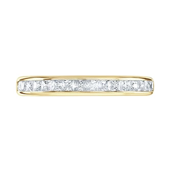 Goldsmiths 9ct Yellow Gold 0.50cttw Princess Cut Channel Set Diamond Half Eternity Ring Goldsmiths 9ct Yellow Gold 0.50cttw Princess Cut Channel Set Diamond Half Eternity Ring