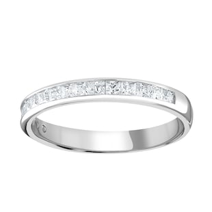 Goldsmiths Platinum 0.50cttw Princess Cut Channel Set Diamond Half Eternity Ring