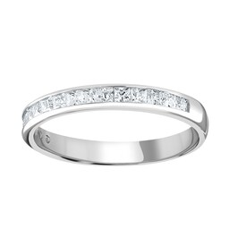 06508272 - Platinum 0.50cttw Princess Cut Channel Set Diamond Half Eternity Ring
