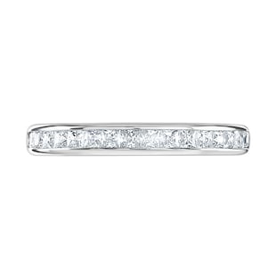 Goldsmiths Platinum 0.50cttw Princess Cut Channel Set Diamond Half Eternity Ring