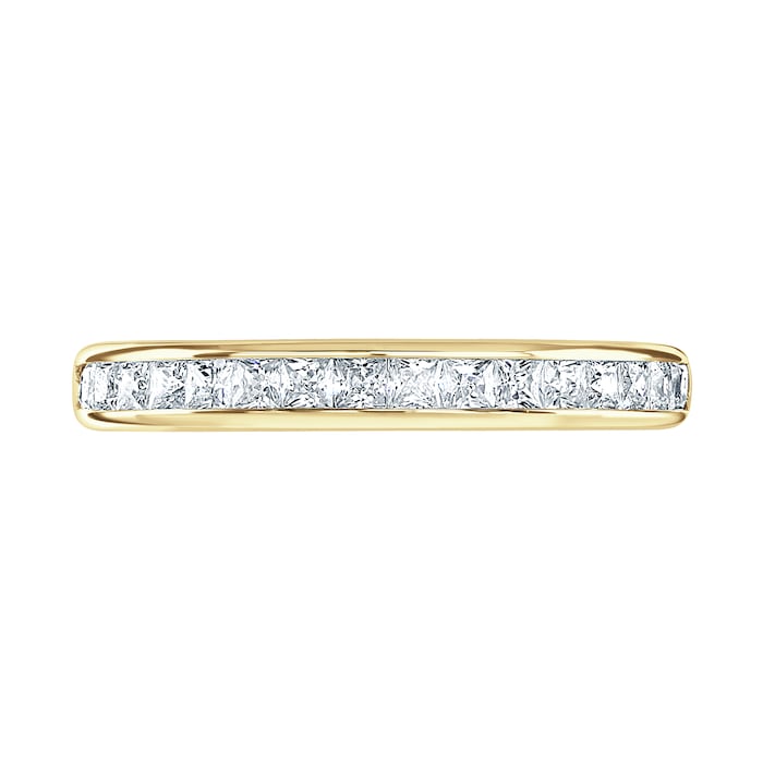 Goldsmiths 18ct Yellow Gold 0.50cttw Princess Cut Channel Set Diamond Half Eternity Ring