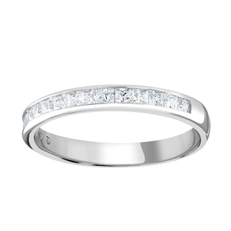 Goldsmiths 9ct White Gold 0.50cttw Princess Cut Channel Set Diamond Half Eternity Ring Goldsmiths 9ct White Gold 0.50cttw Princess Cut Channel Set Diamond Half Eternity Ring