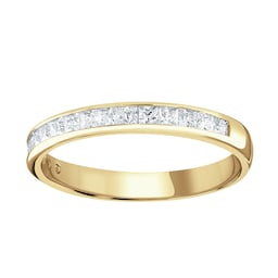 06508279 - 18ct Yellow Gold 0.50cttw Princess Cut Channel Set Diamond Half Eternity Ring
