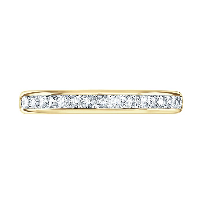 Goldsmiths 18ct Yellow Gold 0.50cttw Princess Cut Channel Set Diamond Half Eternity Ring