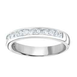 06508289 - Platinum 0.80cttw Princess Cut Channel Set Diamond Half Eternity Ring