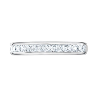 Goldsmiths Platinum 0.80cttw Princess Cut Channel Set Diamond Half Eternity Ring