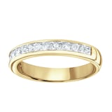 Goldsmiths 18ct Yellow Gold 0.80cttw Princess Cut Channel Set Diamond Half Eternity Ring