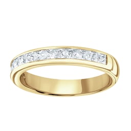 06508296 - 18ct Yellow Gold 0.80cttw Princess Cut Channel Set Diamond Half Eternity Ring