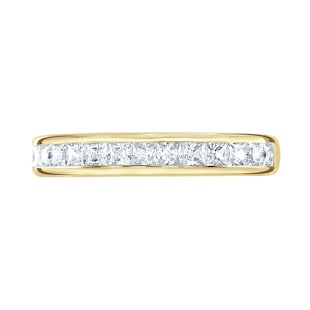 Goldsmiths 18ct Yellow Gold 0.80cttw Princess Cut Channel Set Diamond Half Eternity Ring