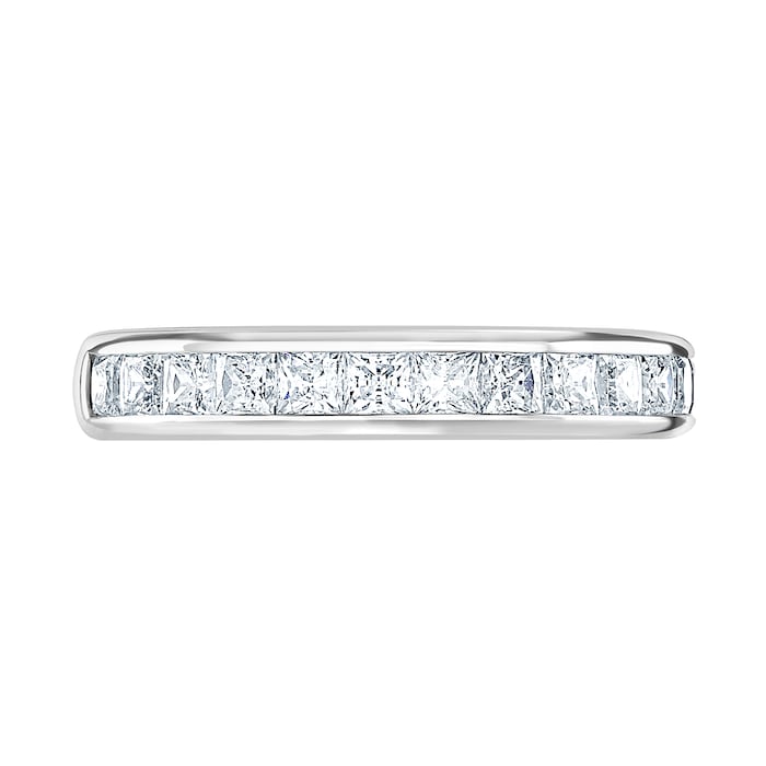 Goldsmiths 9ct White Gold 1.00cttw Princess Cut Channel Set Diamond Half Eternity Ring