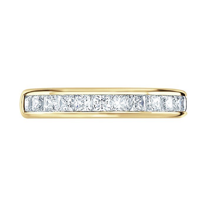 Goldsmiths 9ct Yellow Gold 1.00cttw Princess Cut Channel Set Diamond Half Eternity Ring