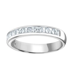 06508304 - Platinum 1.00cttw Princess Cut Channel Set Diamond Half Eternity Ring