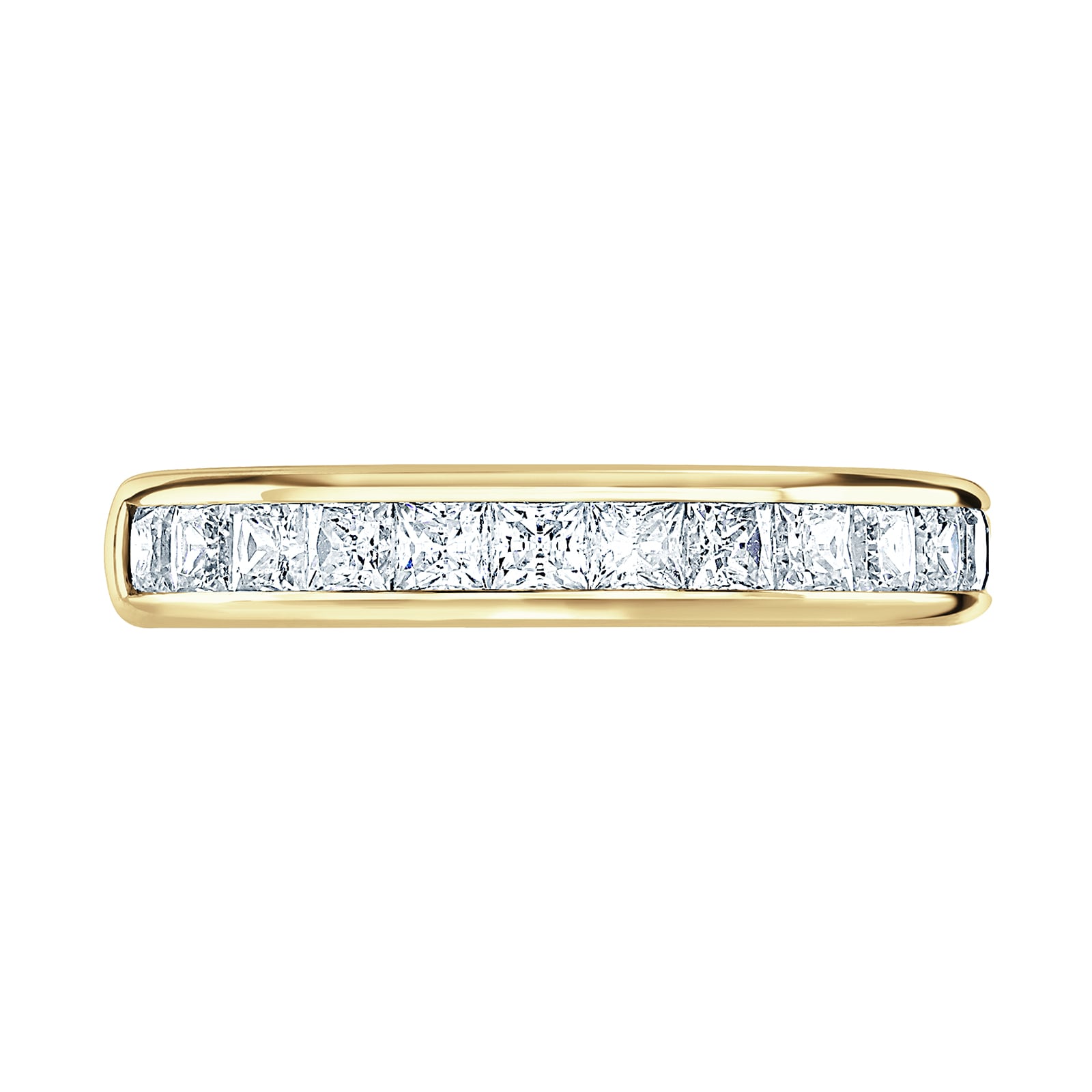 Goldsmiths 18ct Yellow Gold 1.00cttw Princess Cut Channel Set Diamond Half Eternity Ring