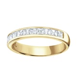 Goldsmiths 9ct Yellow Gold 1.00cttw Princess Cut Channel Set Diamond Half Eternity Ring