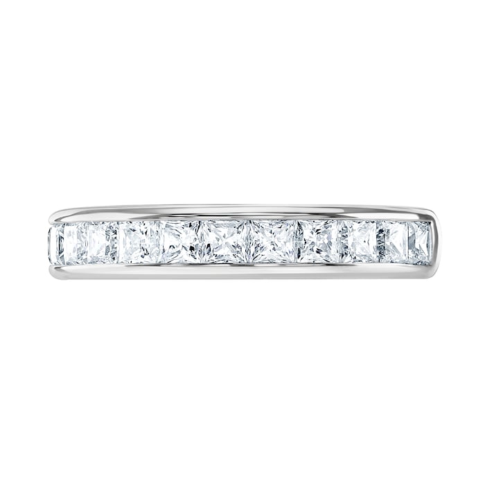 Goldsmiths 18ct White Gold 1.50cttw Princess Cut Channel Set Diamond Half Eternity Ring