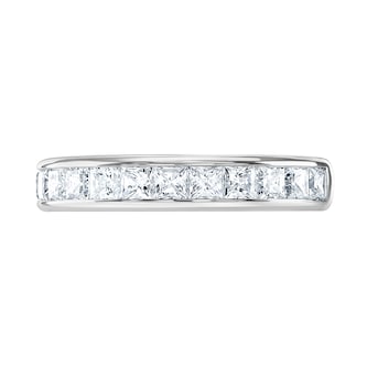 Goldsmiths 18ct White Gold 1.50cttw Princess Cut Channel Set Diamond Half Eternity Ring Goldsmiths 18ct White Gold 1.50cttw Princess Cut Channel Set Diamond Half Eternity Ring
