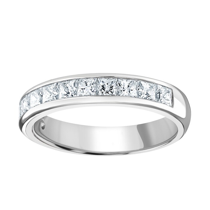 Goldsmiths 9ct White Gold 1.50cttw Princess Cut Channel Set Diamond Half Eternity Ring