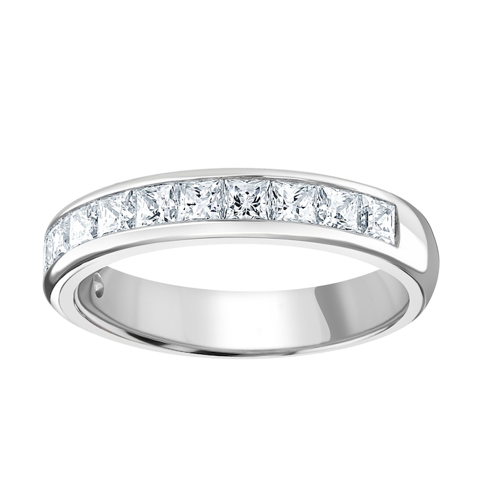 Goldsmiths Platinum 1.50cttw Princess Cut Channel Set Diamond Half Eternity Ring