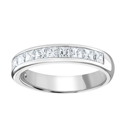 06508324 - Platinum 1.50cttw Princess Cut Channel Set Diamond Half Eternity Ring