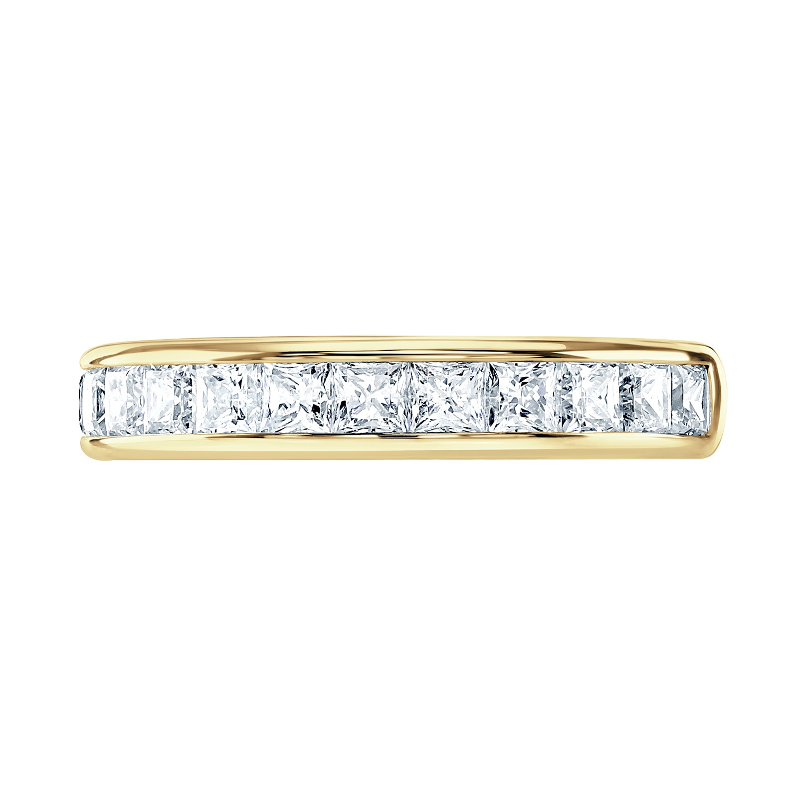 Goldsmiths 18ct Yellow Gold 1.50cttw Princess Cut Channel Set Diamond Half Eternity Ring Goldsmiths 18ct Yellow Gold 1.50cttw Princess Cut Channel Set Diamond Half Eternity Ring