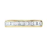 Goldsmiths 18ct Yellow Gold 1.50cttw Princess Cut Channel Set Diamond Half Eternity Ring