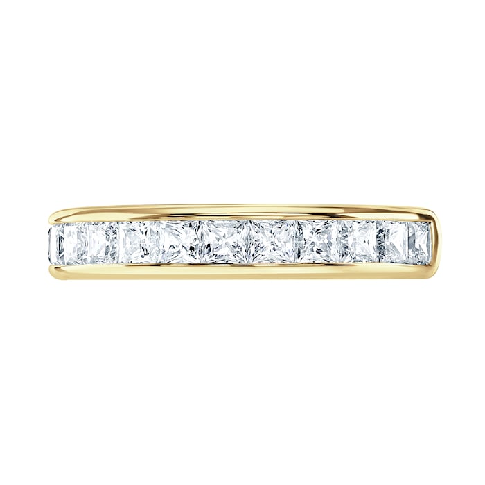 Goldsmiths 9ct Yellow Gold 1.50cttw Princess Cut Channel Set Diamond Half Eternity Ring