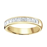 Goldsmiths 18ct Yellow Gold 1.50cttw Princess Cut Channel Set Diamond Half Eternity Ring