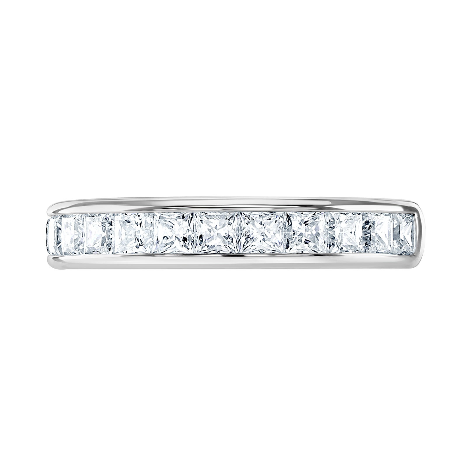 Goldsmiths 9ct White Gold 1.50cttw Princess Cut Channel Set Diamond Half Eternity Ring