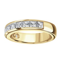 06508337 - 18ct Yellow Gold 2.03cttw Princess Cut Channel Set Diamond Half Eternity Ring
