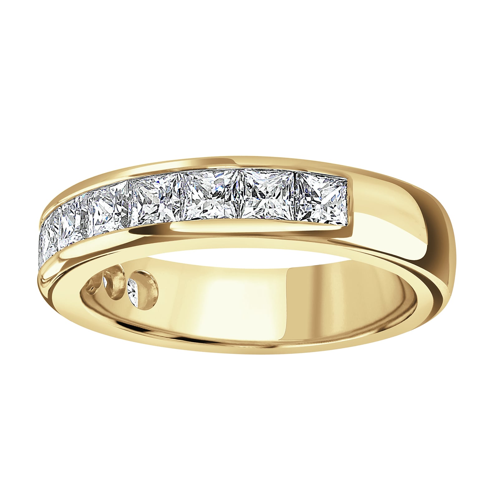 Goldsmiths 9ct Yellow Gold 2.03cttw Princess Cut Channel Set Diamond Half Eternity Ring Goldsmiths 9ct Yellow Gold 2.03cttw Princess Cut Channel Set Diamond Half Eternity Ring