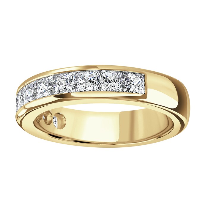 Goldsmiths 9ct Yellow Gold 2.03cttw Princess Cut Channel Set Diamond Half Eternity Ring