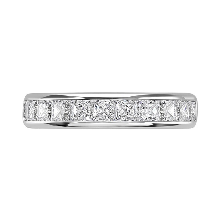 Goldsmiths 18ct White Gold 2.03cttw Princess Cut Channel Set Diamond Half Eternity Ring