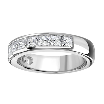 Goldsmiths 9ct White Gold 2.03cttw Princess Cut Channel Set Diamond Half Eternity Ring Goldsmiths 9ct White Gold 2.03cttw Princess Cut Channel Set Diamond Half Eternity Ring