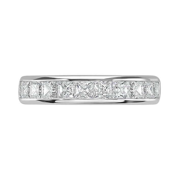 Goldsmiths Platinum 2.03cttw Princess Cut Channel Set Diamond Half Eternity Ring