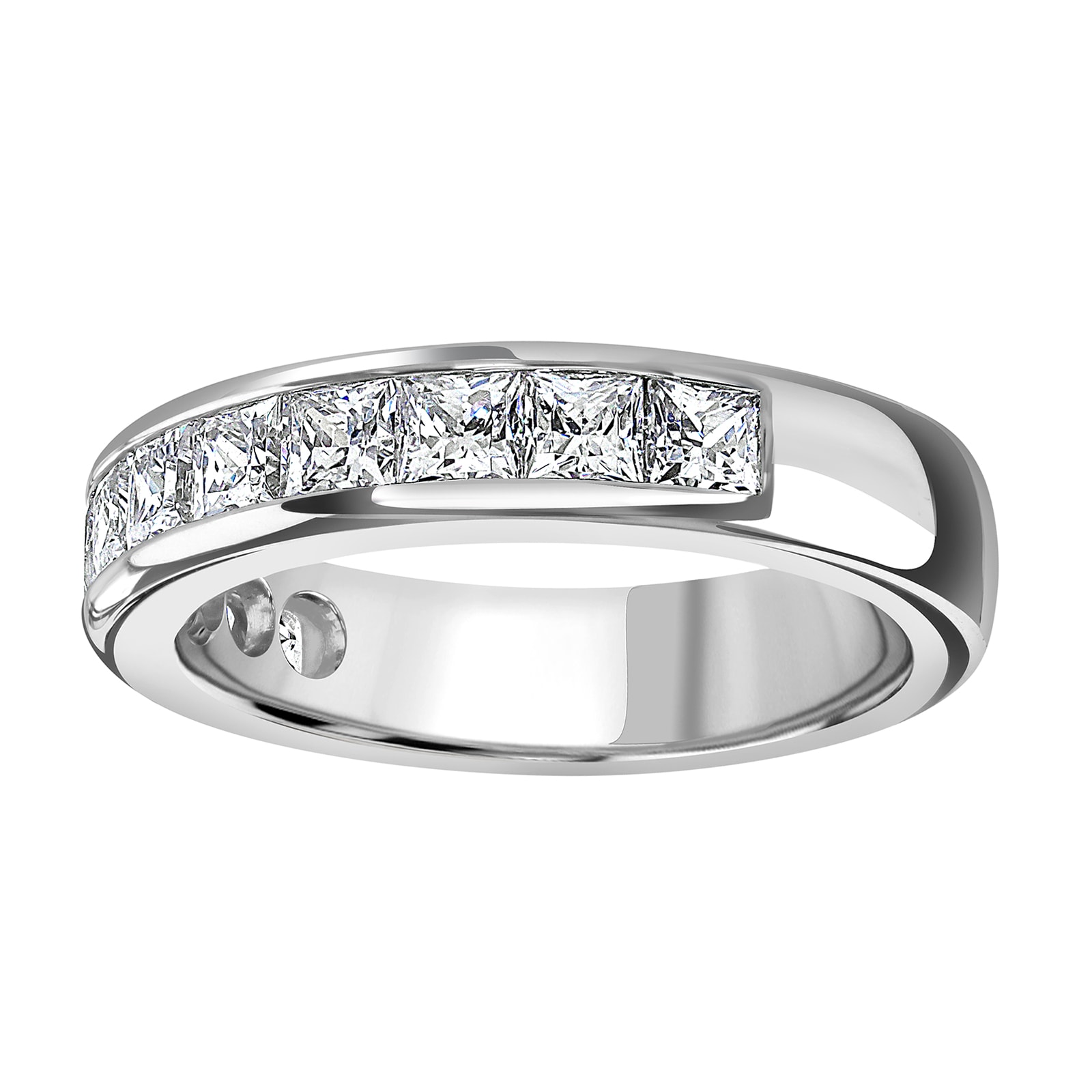 Goldsmiths 18ct White Gold 2.03cttw Princess Cut Channel Set Diamond Half Eternity Ring Goldsmiths 18ct White Gold 2.03cttw Princess Cut Channel Set Diamond Half Eternity Ring