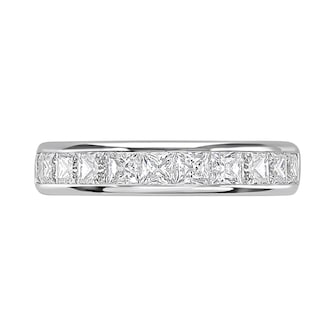 Goldsmiths 18ct White Gold 2.03cttw Princess Cut Channel Set Diamond Half Eternity Ring