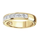 Goldsmiths 18ct Yellow Gold 2.03cttw Princess Cut Channel Set Diamond Half Eternity Ring