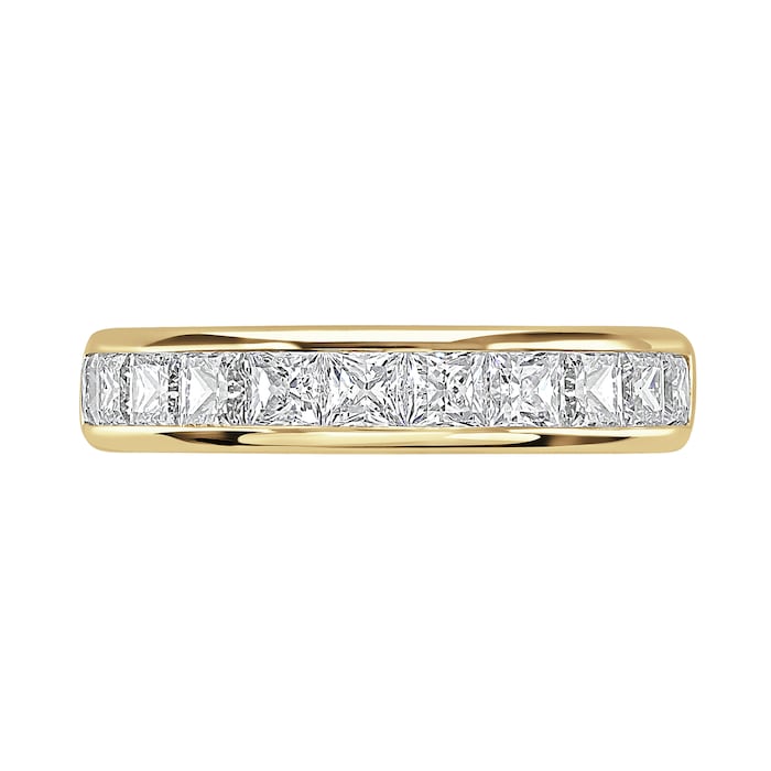 Goldsmiths 18ct Yellow Gold 2.03cttw Princess Cut Channel Set Diamond Half Eternity Ring