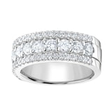 Goldsmiths 18ct White Gold 1.43cttw Triple Row Claw Set Diamond Half Eternity Ring