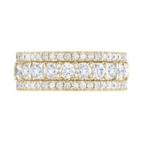 Goldsmiths 18ct Yellow Gold 1.43cttw Triple Row Claw Set Diamond Half Eternity Ring