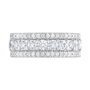 Goldsmiths Platinum 1.43cttw Triple Row Claw Set Diamond Half Eternity Ring