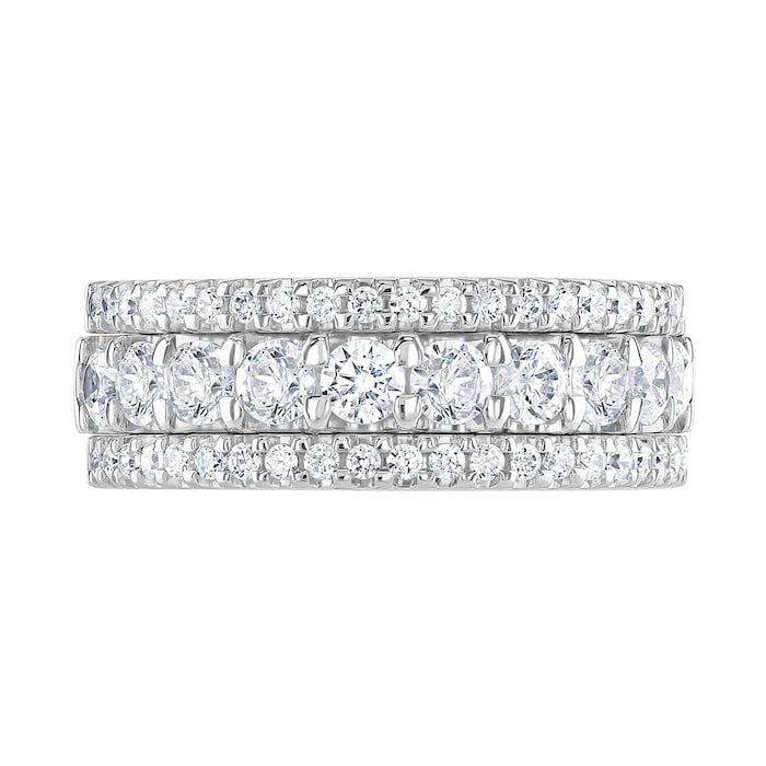 Goldsmiths 18ct White Gold 1.43cttw Triple Row Claw Set Diamond Half Eternity Ring