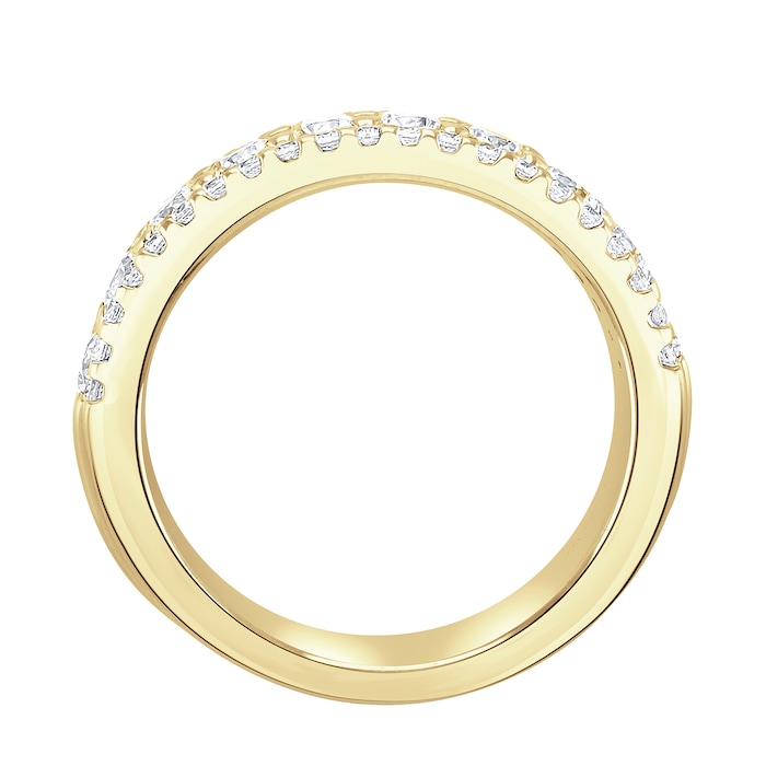 Goldsmiths 9ct Yellow Gold 1.43cttw Triple Row Claw Set Diamond Half Eternity Ring