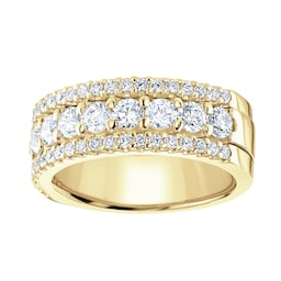 06508365 - 18ct Yellow Gold 1.43cttw Triple Row Claw Set Diamond Half Eternity Ring