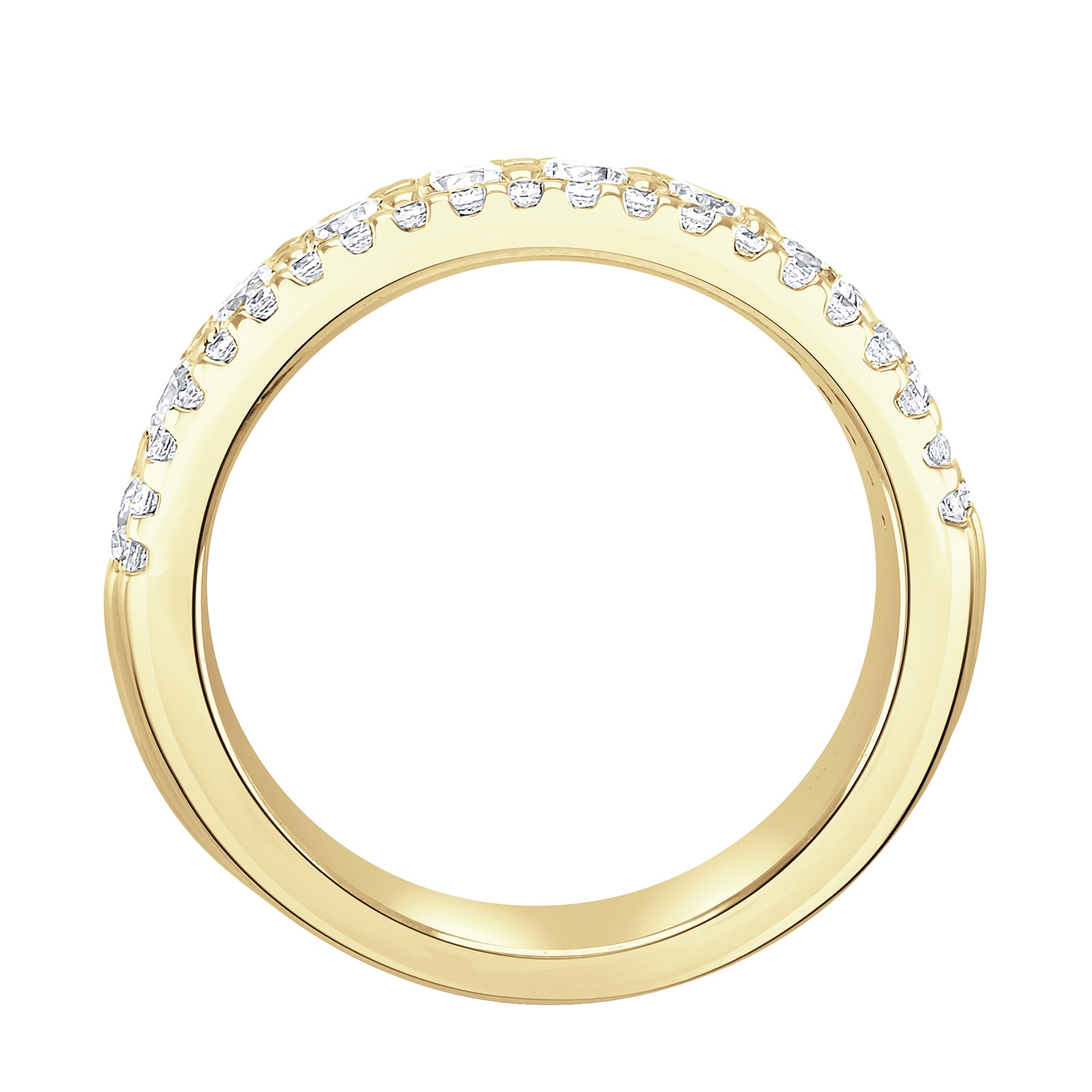 Goldsmiths 18ct Yellow Gold 1.43cttw Triple Row Claw Set Diamond Half Eternity Ring