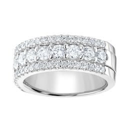 06508369 - Platinum 1.43cttw Triple Row Claw Set Diamond Half Eternity Ring